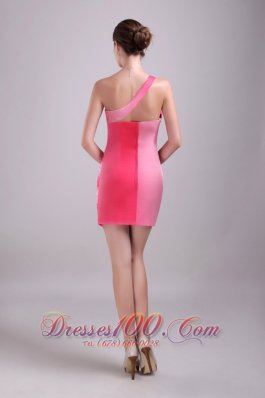 Multi-color Prom Party Gown One-shoulder Mini-length Chiffon