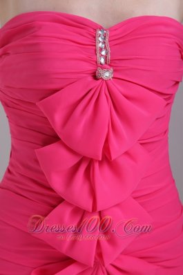 Hot Pink Prom Nightclub Gown Strapless Mini-length Chiffon