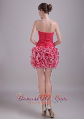 Red Homecoming Nightclub Dress Mini-length Chiffon and Organza Ruch