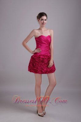 Hot Pink Homecoming Dress Princess Sweetheart Mini-length Beading