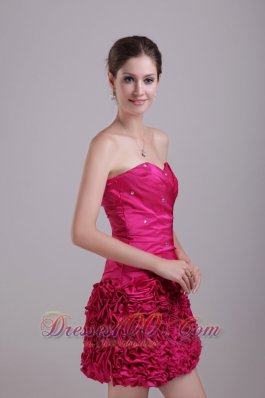 Hot Pink Homecoming Dress Princess Sweetheart Mini-length Beading