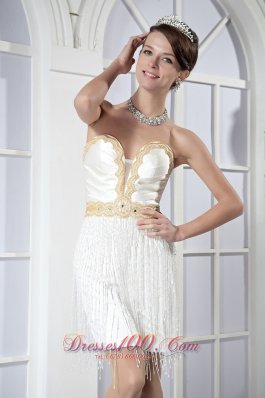 Party Gown White Sweetheart Mini-length Satin Beading