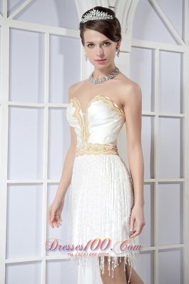 Party Gown White Sweetheart Mini-length Satin Beading