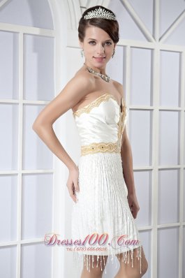 Party Gown White Sweetheart Mini-length Satin Beading