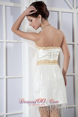 Party Gown White Sweetheart Mini-length Satin Beading