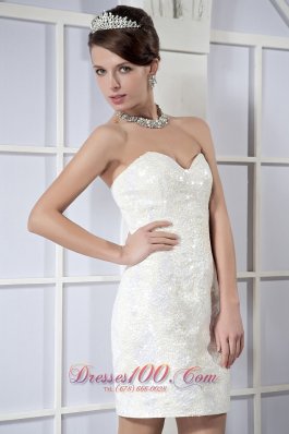 Satin and Sequin White Sweetheart Mini-length Prom Dress