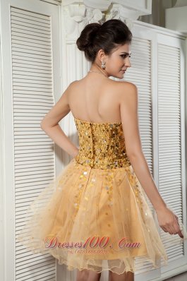 Champagne Cocktail Dress Sweetheart Organza Sequins Mini-length