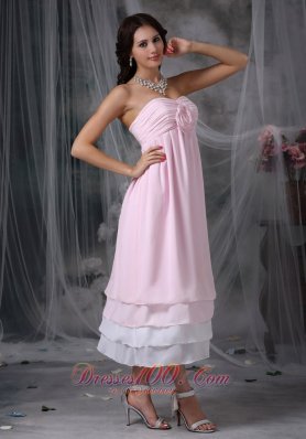 Dama Dresses Pink Sweetheart Tea-length Chiffon