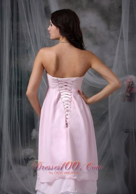 Dama Dresses Pink Sweetheart Tea-length Chiffon