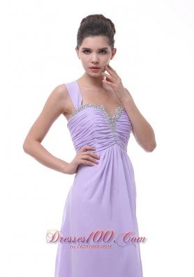 Lavender Straps Dama Dresses Beaded and Ruch