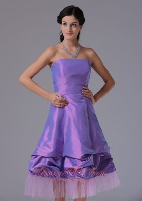 Lavender A-line Strapless Dresses For Damas Tea-length