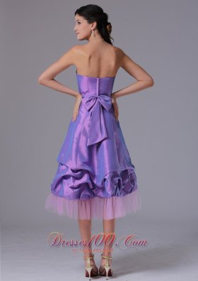 Lavender A-line Strapless Dresses For Damas Tea-length