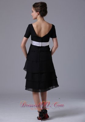 Black tiered skirt Square Black Dama Dresses Chiffon