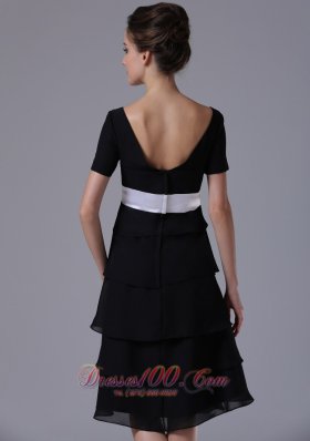 Black tiered skirt Square Black Dama Dresses Chiffon