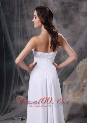 White Strapless Dresses For Damas Chiffon Ruch Knee-length