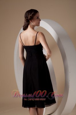 Spaghetti Straps Black Chiffon Cocktail Dama Dress