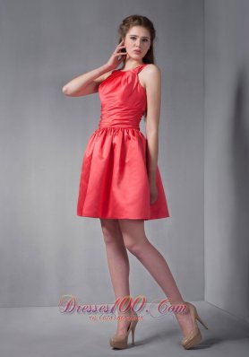 Mini-length Scoop Red Dama Bridesmaid Dress under 100