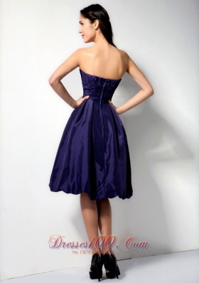 Strapless Purple Taffeta Knee-length Bridesmaid Dress