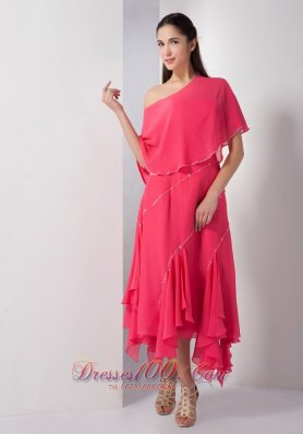 Asymmetrical Chiffon Strapless Mother Of The Brides Dress