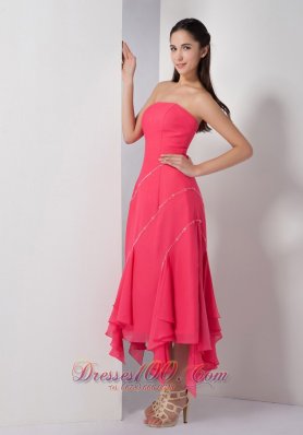 Asymmetrical Chiffon Strapless Mother Of The Brides Dress