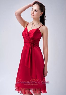 Spaghetti Straps Wine Red Knee-length Dama Dresses