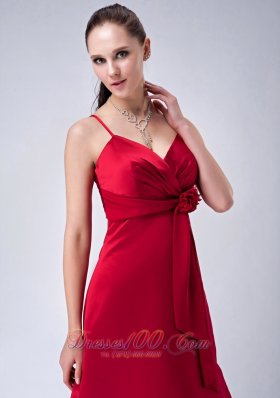 Spaghetti Straps Wine Red Knee-length Dama Dresses