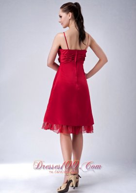 Spaghetti Straps Wine Red Knee-length Dama Dresses