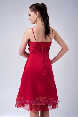 Spaghetti Straps Wine Red Knee-length Dama Dresses