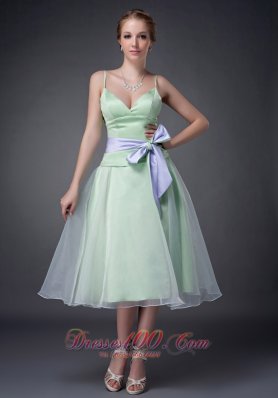 Spaghetti Straps Apple Green Mother Of The Bride Dress