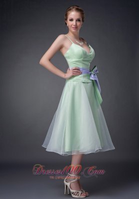 Spaghetti Straps Apple Green Mother Of The Bride Dress