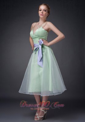 Spaghetti Straps Apple Green Mother Of The Bride Dress