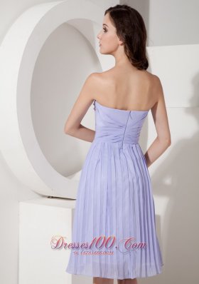 Pleated Lilac Knee-length Chiffon Cocktail Dama Dress