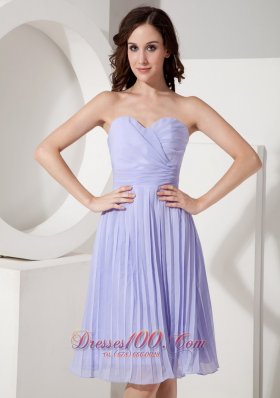 Pleated Lilac Knee-length Chiffon Cocktail Dama Dress