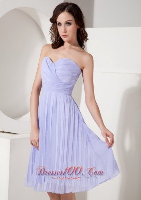 Pleated Lilac Knee-length Chiffon Cocktail Dama Dress