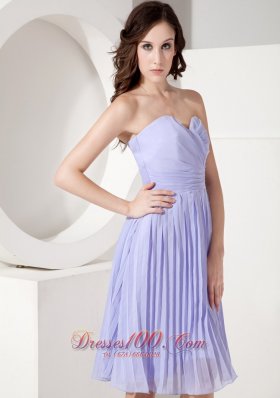 Pleated Lilac Knee-length Chiffon Cocktail Dama Dress