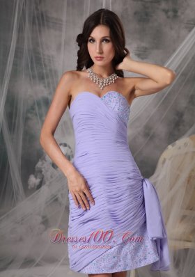 Ruched Lilac Beading Chiffon Homecoming Dama Dresses