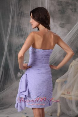 Ruched Lilac Beading Chiffon Homecoming Dama Dresses