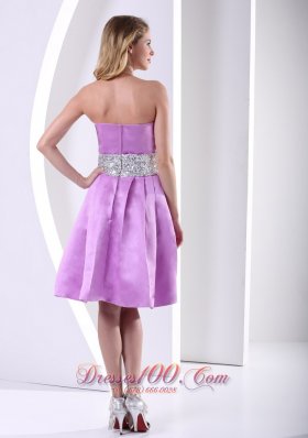 Lavender Sequined Satin Knee-length Prom Dama Dresses