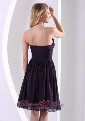 Dark Purple Chiffon Hand Made Flower Prom Dama Dresses