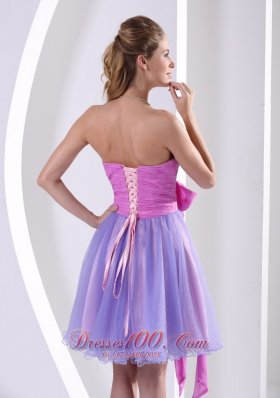 Heavy Beading Lavender Mini-length Strapless Bridesmaid Dress
