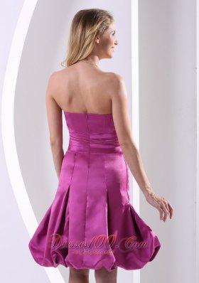 Fuchsia A-line Strapless Satin Bridesmaid Dama Dresses