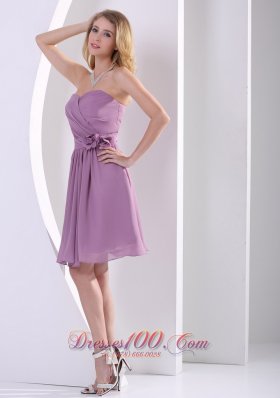 Purple Chiffon Hand Made Flower Bridesmaid Dama Dresses