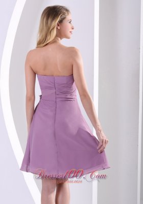 Purple Chiffon Hand Made Flower Bridesmaid Dama Dresses