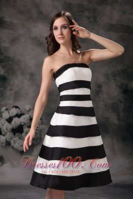 Black and White A-line Strapless Bridesmaid Dama Dress