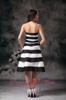 Black and White A-line Strapless Bridesmaid Dama Dress