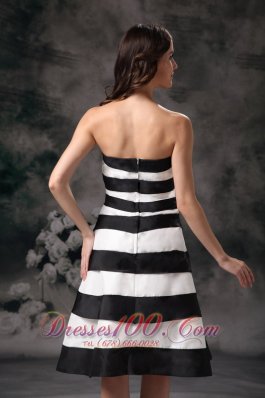 Black and White A-line Strapless Bridesmaid Dama Dress