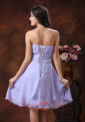 Lilac Strapless Chiffon Ruched Bridesmaid Dama Dresses