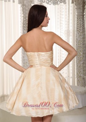 Champagne A-line Strapless Mini-length Prom Dama Dresses