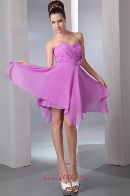 Asymmetrical Lavender Empire Chiffon Cocktail Dama Dresses