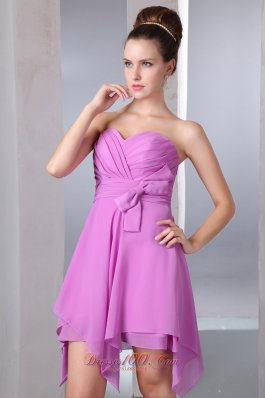 Asymmetrical Lavender Empire Chiffon Cocktail Dama Dresses